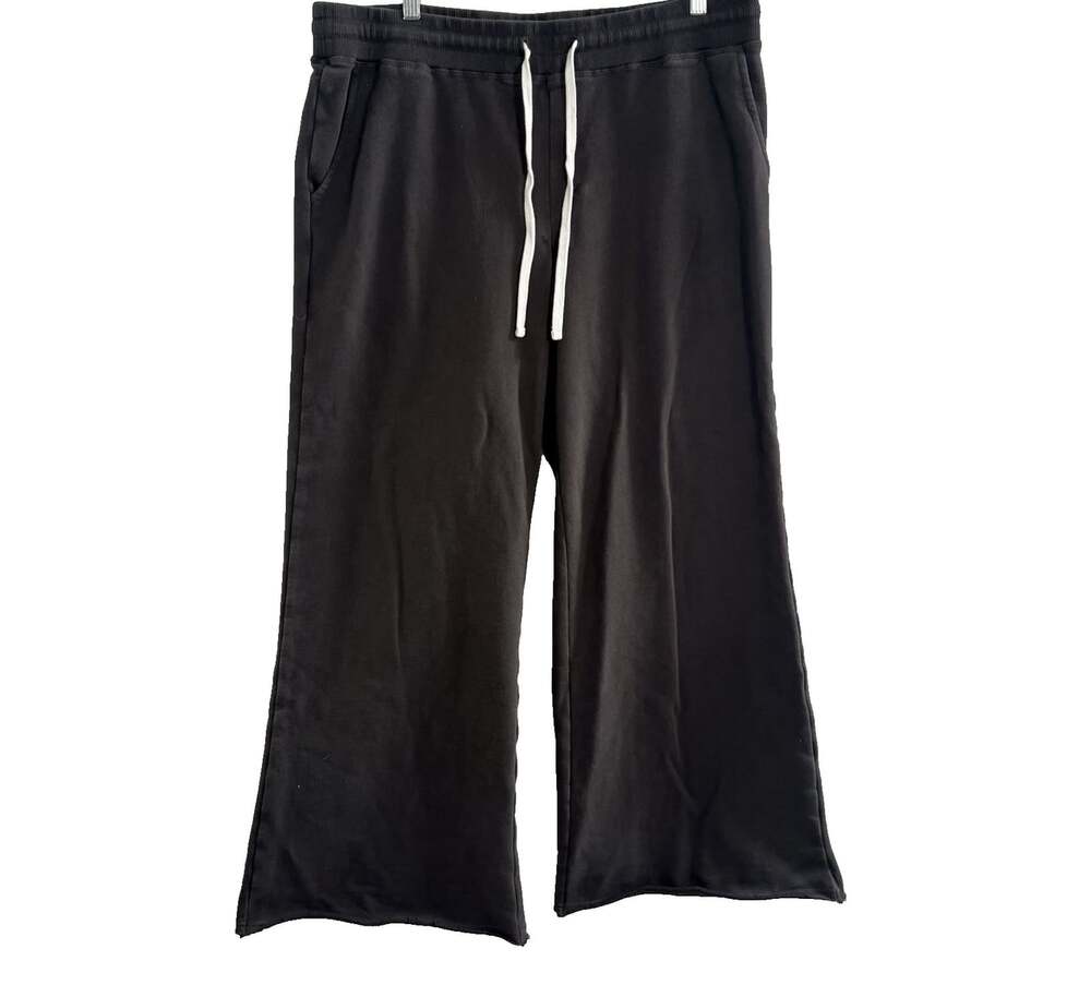 MARINE LAYER Women Wide Leg Sweatpants Elastic Waist Drawstring Sz M Black 22-4